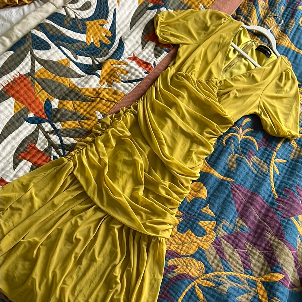 Asos - Elegant Yellow Ruched Dress